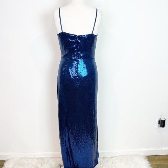 NICOLE MILLER COLLECTION BLUE SEQUIN FORMAL EVENING PARTY DRESS WOMENS SZ 12 - Picture 6 of 8